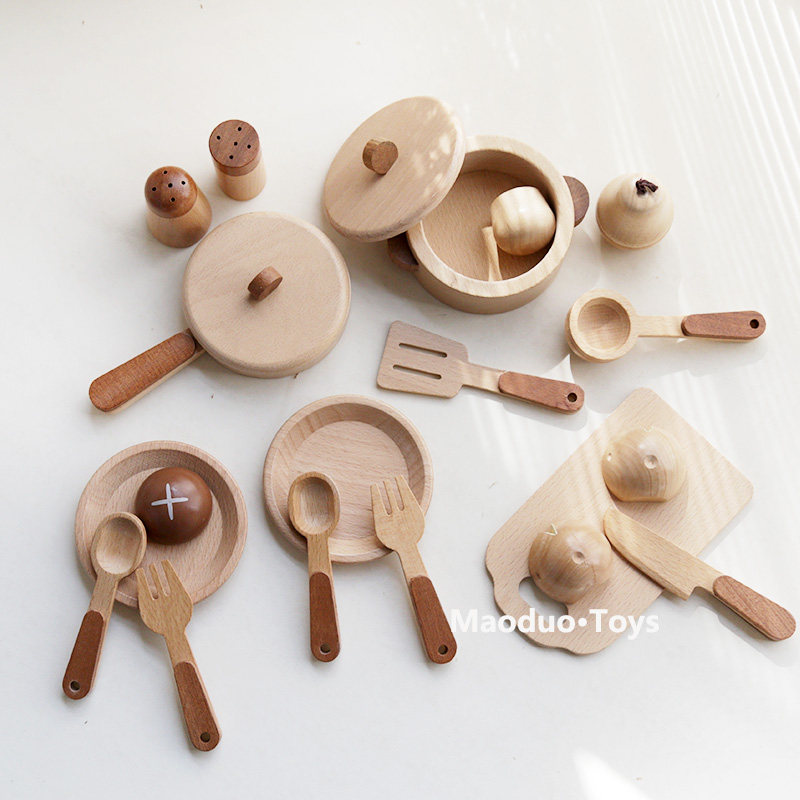 Baby Food Utensils - Maoduo Toys Beech Wooden Kids Kitchen