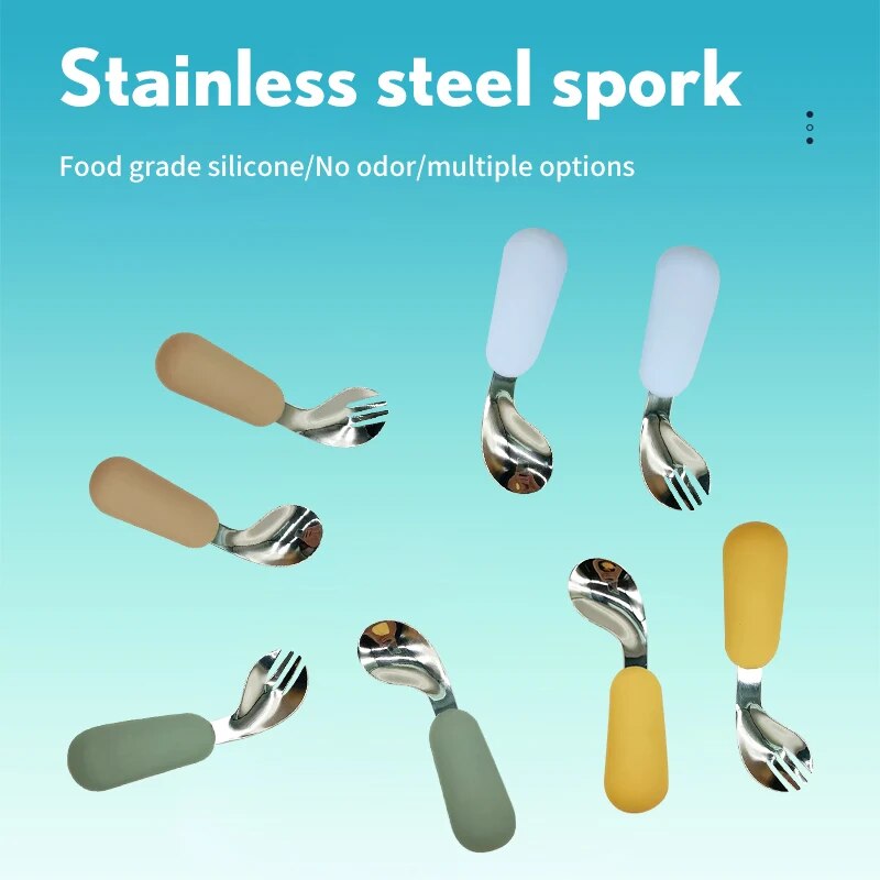 Baby Spoon Fork Set 316 Stainl - огляд і ціна Baby Food Utensils