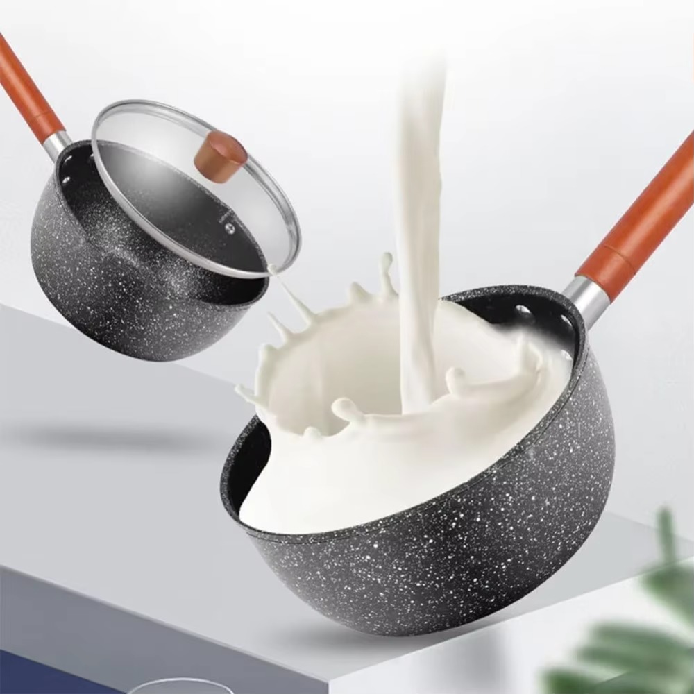 Non-Stick Milk Pot Wood Handle - огляд і ціна Baby Food Japan