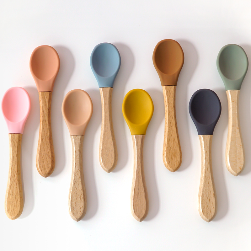 Feeding Wooden Handle Silicone - огляд і ціна Baby Food Utensils