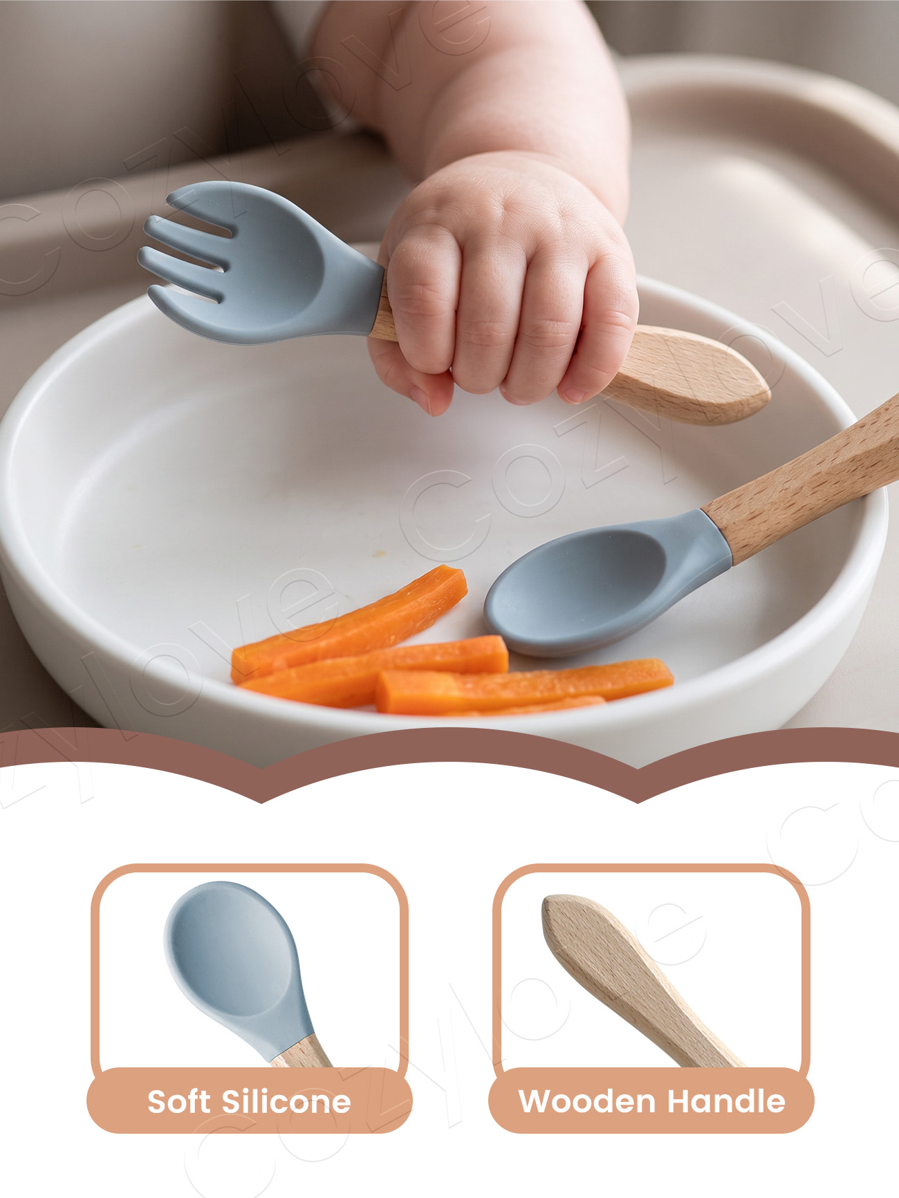 Baby Silicone Fork Spoon Set,  - огляд і ціна Baby Food Utensils