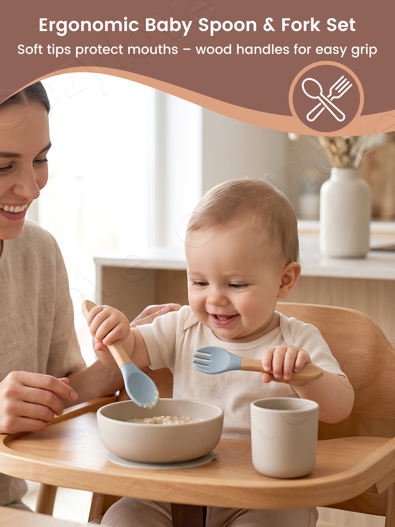 Baby Silicone Fork Spoon Set,  - огляд і ціна Baby Food Utensils